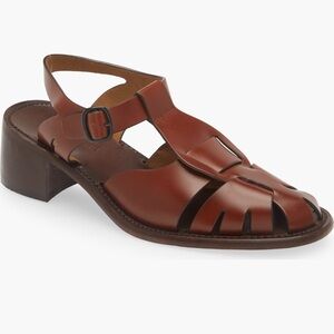 Hereu Pesca Brown Fisherman Block Heel Sandals 40=39.5
